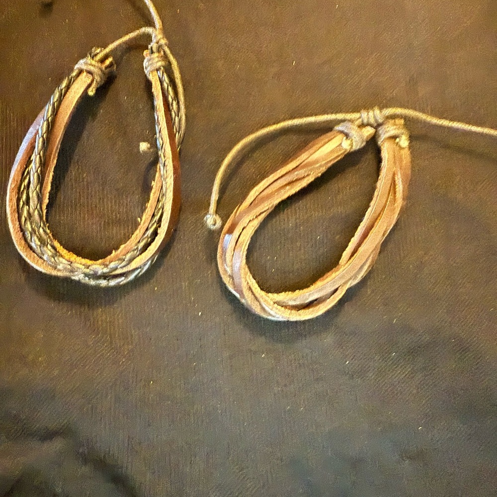 Brown Braided Leather Bracelets